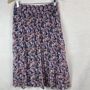 Disney Ditsy Floral Skirt Blue Pink White Womens‎ Sz M Pull On Flowy Boho Lined